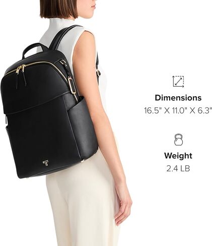 Tumi - حقيبة ظهر Raina Voyageur - حقيبة ظهر جلدية متميزة للنساء والرجال - حقيبة يومية مع جيب الهاتف وجهاز الكمبيوتر المحمول - أجهزة ذهبية سوداء وخفيفة in Kuwait