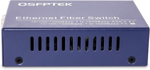 Gigabit Media Converter, QSFPTEK 1.25G Single Mode Dual LC Fiber, 1x 10/100/1000Base-T RJ45 to 1x 1000Base-LX SFP Slot to Ethernet, Versatile Compatibility, up to 20km, AC 100V~240V in Saudi Arabia