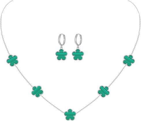 الذهب المطلي بالذهب من الفولاذ المقاوم للصدأ أربع أوراق قلادة البرسيم والأقراط مجموعة للمجوهرات للنساء in Kuwait