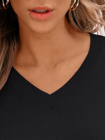 LILLUSORY V Neck Lightweight Sweaters for Women 2025 Fall Outfits Long Sleeve Knit Pullover Tops Trendy Fashion in Kuwait