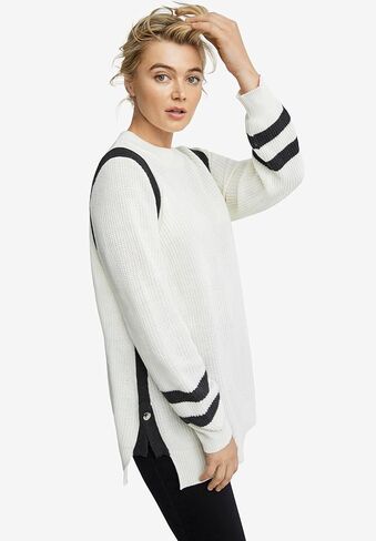 ellos Plus Size Side Stripe Mockneck Sweater in Kuwait