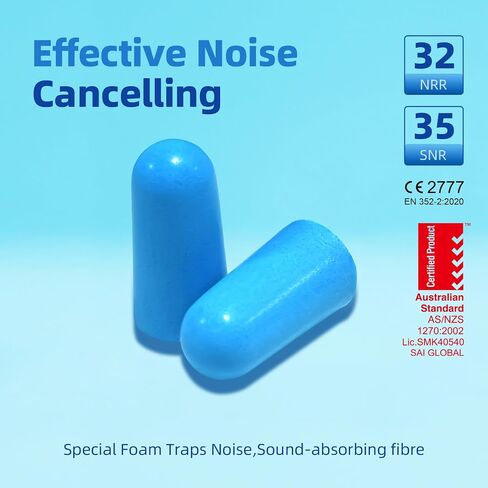 Foam Ear Plug for Sleeping, 50 Pairs 35dB Soft Earplugs for Noise Cancelling Hearing Protection Soring Blocking, Holiday Travel Cruise Flight Backpacking Work Study Essentials, Disposable, Blue in Saudi Arabia