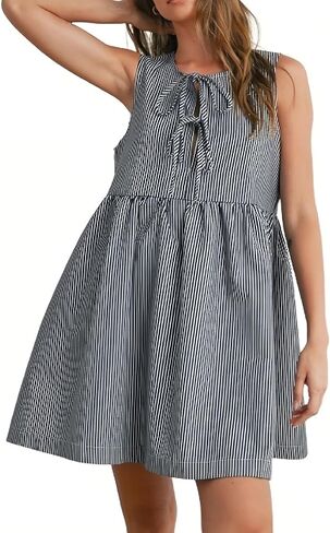 نساء ميني ريد ستريبن بوستن فستان جولة رقبة بلا أكمام in Kuwait