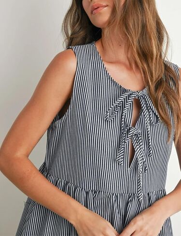 نساء ميني ريد ستريبن بوستن فستان جولة رقبة بلا أكمام in Kuwait