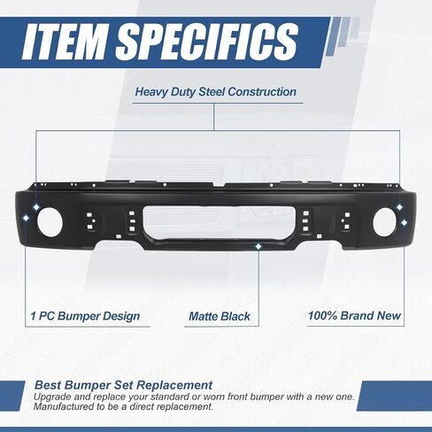 Auto Dynasty Front Bumper Impact Face Bar Compatible with 2009-2014 Ford F-150, with Fog Light Cutout, Non Fit Harley Davidson/Raptor Model, Painted Black in Kuwait