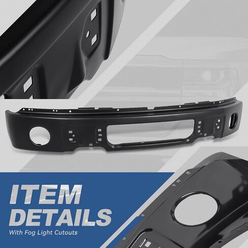 Auto Dynasty Front Bumper Impact Face Bar Compatible with 2009-2014 Ford F-150, with Fog Light Cutout, Non Fit Harley Davidson/Raptor Model, Painted Black in Kuwait