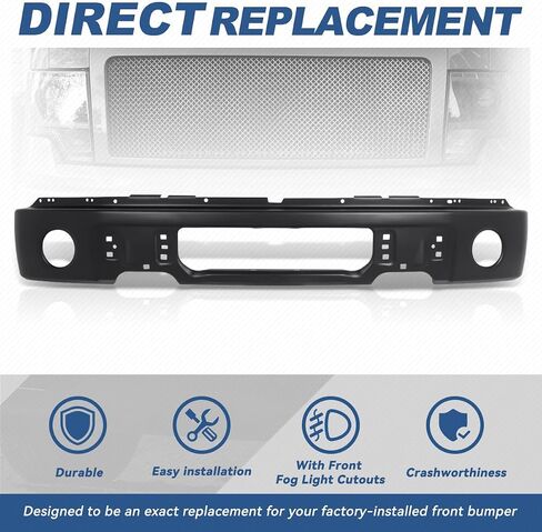 Auto Dynasty Front Bumper Impact Face Bar Compatible with 2009-2014 Ford F-150, with Fog Light Cutout, Non Fit Harley Davidson/Raptor Model, Painted Black in Kuwait