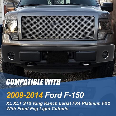 Auto Dynasty Front Bumper Impact Face Bar Compatible with 2009-2014 Ford F-150, with Fog Light Cutout, Non Fit Harley Davidson/Raptor Model, Painted Black in Kuwait