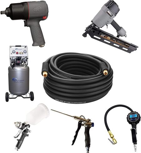 Air Hose 3/8-Inch by 50-Feet 300 PSI Heavy Duty, Lightweight, Hybrid with Brass Male Fittings, Bend Restrictors, Black in Saudi Arabia