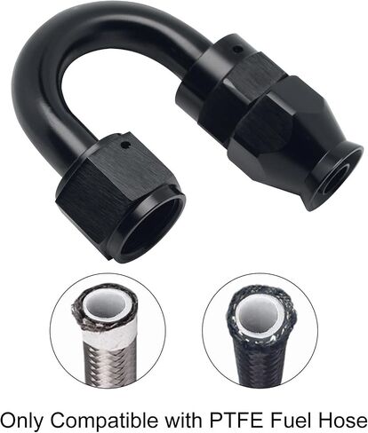 10AN PTFE Fuel Hose End Joint Fitting Adapter 120 Degree 1PC for PTFE E85 Fuel Line Only Aluminum Black in Saudi Arabia
