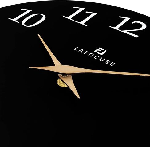Lafocuse 12 Inch Silent Black Wall Clock Battery Operated for Living Room Decor, Simple Minimalist Wooden Wall Clock for Kitchen Bedroom Office in Saudi Arabia