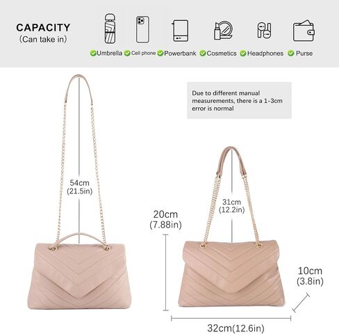 Women Shoulder Bag, Fashionable Quilted Vegan leather Crossbody Purses with Adjustable Chain Designer Purses in Saudi Arabia