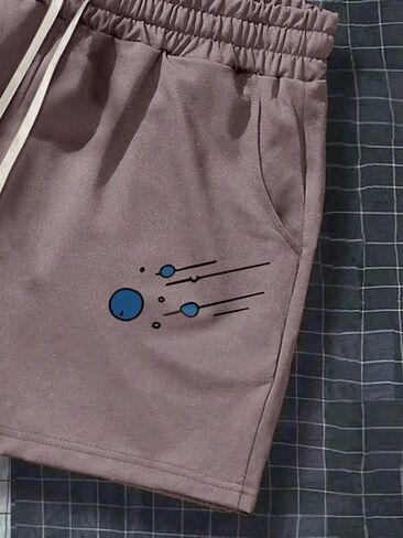 Men's Drawstring Waist Cartoon Graphic Shorts Wide Leg Casual Track Shorts with Pockets in Saudi Arabia
