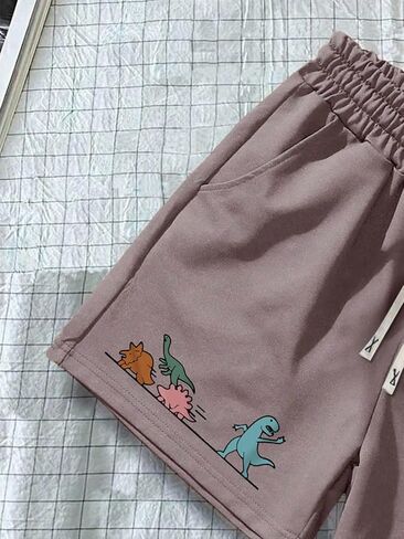 Men's Drawstring Waist Cartoon Graphic Shorts Wide Leg Casual Track Shorts with Pockets in Saudi Arabia