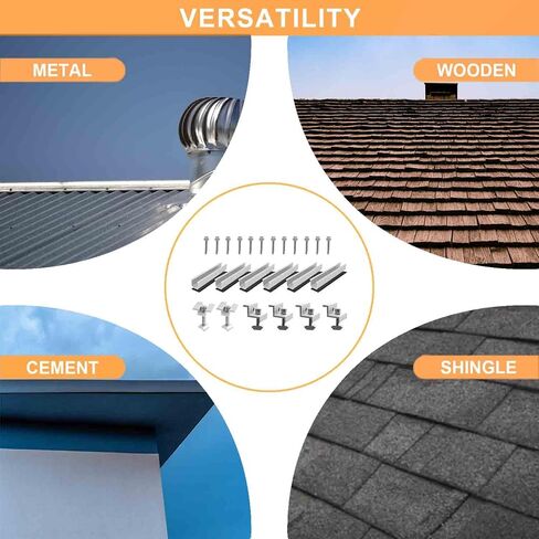 Solar Panel Mounting Brackets, Roof Mount Kit, Rails and Clamps Included for Thickness 1.18"-1.38", 4pcs in A Row Assembly on Tin, Flat and Sheet Rooftop, Aluminum Alloy in Saudi Arabia