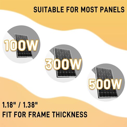 Solar Panel Mounting Brackets, Roof Mount Kit, Rails and Clamps Included for Thickness 1.18"-1.38", 4pcs in A Row Assembly on Tin, Flat and Sheet Rooftop, Aluminum Alloy in Saudi Arabia