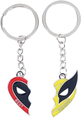Couples Maching keychains, Deadpol Keychain for Couples Best Friends as Gifts for Men or Women, Half Heart Matching Hero Cosplay Costume as BFF Keychain in Saudi Arabia