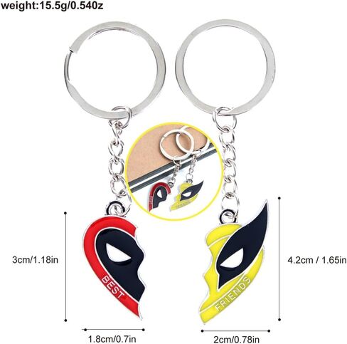 Couples Maching keychains, Deadpol Keychain for Couples Best Friends as Gifts for Men or Women, Half Heart Matching Hero Cosplay Costume as BFF Keychain in Saudi Arabia