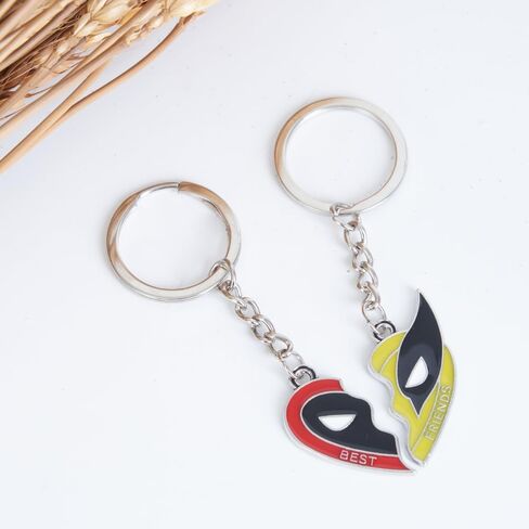 Couples Maching keychains, Deadpol Keychain for Couples Best Friends as Gifts for Men or Women, Half Heart Matching Hero Cosplay Costume as BFF Keychain in Saudi Arabia