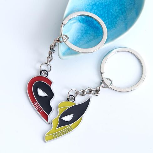 Couples Maching keychains, Deadpol Keychain for Couples Best Friends as Gifts for Men or Women, Half Heart Matching Hero Cosplay Costume as BFF Keychain in Saudi Arabia