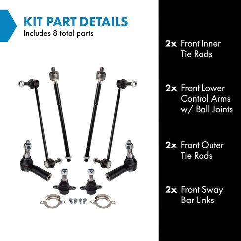 TRQ Front Steering & Suspension Kit Ball Joint Sway Bar Stabilizer Link Tie Rod Compatible with 2015-2019 Ford Transit-150 Transit-250 Transit-350 Transit-350 HD in Saudi Arabia