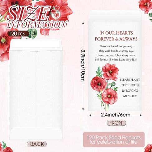 Fumete 120 Pack Memorial Coin Envelopes Kraft Small Coin Envelopes Plant Small Flower Packets Celebration of Life Packets for Funerals Loss of Loved One, 3.9 x 2.4 Inch(Memorial) in Kuwait