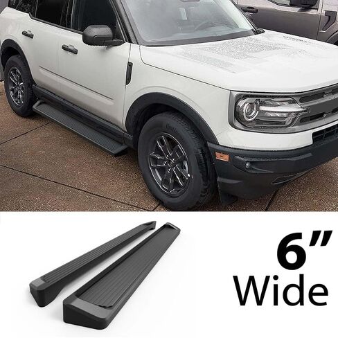 HD Ridez Flat Running Board 6" Black Compatible with Ford Bronco Sport 2021-2025 Sport Utility 4-Door (Nerf Bar Side Steps Side Bars) in Saudi Arabia
