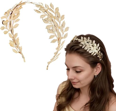 Greek Roman Goddess Headband Gold Metal Leaf Branch Crown Bridal Hair Hoops Birthday Party Wedding Headpiece Hair Accessories for Women (Silver A) in Saudi Arabia