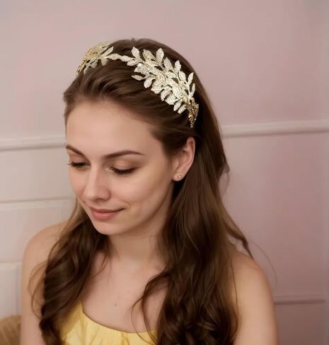 Greek Roman Goddess Headband Gold Metal Leaf Branch Crown Bridal Hair Hoops Birthday Party Wedding Headpiece Hair Accessories for Women (Silver A) in Saudi Arabia