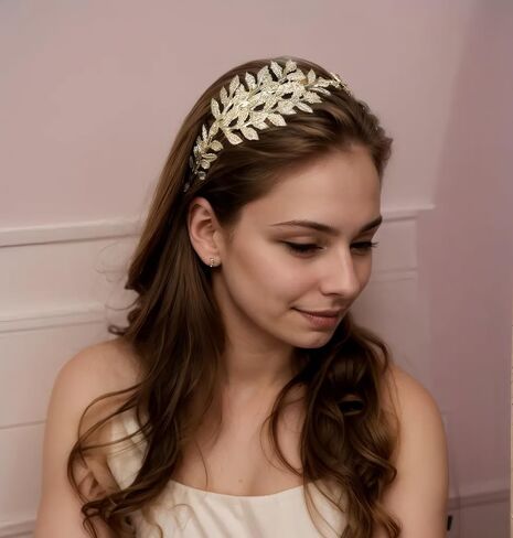 Greek Roman Goddess Headband Gold Metal Leaf Branch Crown Bridal Hair Hoops Birthday Party Wedding Headpiece Hair Accessories for Women (Silver A) in Saudi Arabia