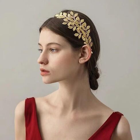 Greek Roman Goddess Headband Gold Metal Leaf Branch Crown Bridal Hair Hoops Birthday Party Wedding Headpiece Hair Accessories for Women (Silver A) in Saudi Arabia