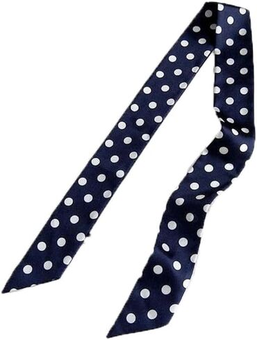 Silky Polka Dot Scarf, Long Narrow Neck Accessory, Handbag Handle Ribbon, Hair Band, Fashion Scarf in Kuwait