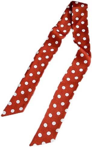 Silky Polka Dot Scarf, Long Narrow Neck Accessory, Handbag Handle Ribbon, Hair Band, Fashion Scarf in Kuwait