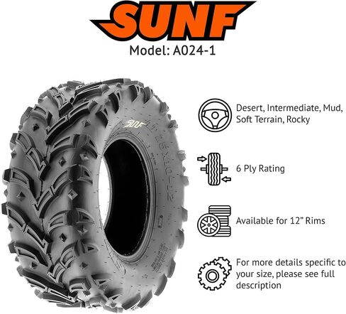 SunF A024 25x8-12 ATV UTV Mud/Trail Tire, 6-PR in Saudi Arabia
