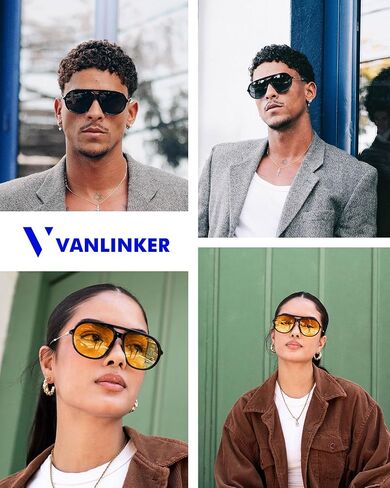 VANLINKER Trendy Polarized Aviator Sunglasses for Women Men Retro 70s Metal Frame Aviators VL9824 in Saudi Arabia