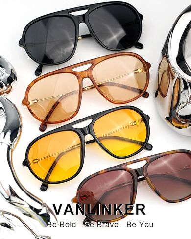 VANLINKER Trendy Polarized Aviator Sunglasses for Women Men Retro 70s Metal Frame Aviators VL9824 in Saudi Arabia