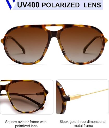 VANLINKER Trendy Polarized Aviator Sunglasses for Women Men Retro 70s Metal Frame Aviators VL9824 in Saudi Arabia