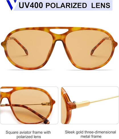 VANLINKER Trendy Polarized Aviator Sunglasses for Women Men Retro 70s Metal Frame Aviators VL9824 in Saudi Arabia
