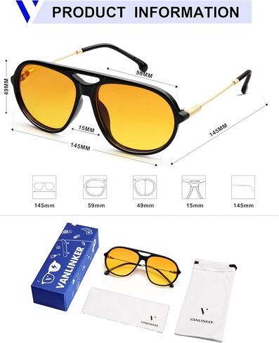 Vanlinker Trendy Polarized Aviator Genslasses for Women Men Retro 70s Metal Frame Adiators VL9824 in Kuwait