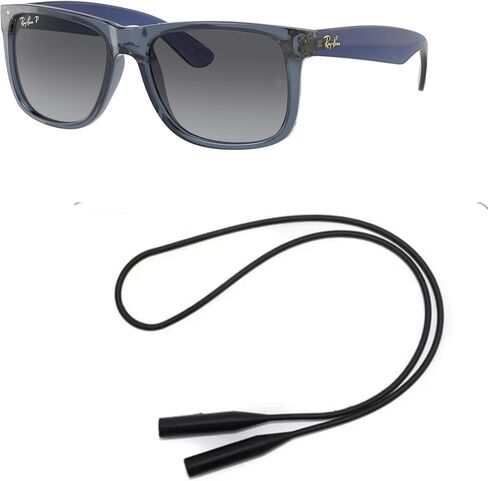 Ray-Ban RB4165 Sunglasses Bundle: RB 4165 JUSTIN 6596T3 Transparent Blue and Universal Anti-slip Silicone Leash in Saudi Arabia