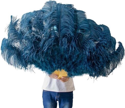 Feather Fan 90CM Ostrich Feathers Fan 13Bone Stage Show Performance Dance Props Plumages Fans Foldable with Crafts Fan Feather(Red,A Pair(2PCS)) in Saudi Arabia
