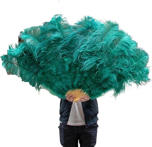 Feather Fan 90CM Ostrich Feathers Fan 13Bone Stage Show Performance Dance Props Plumages Fans Foldable with Crafts Fan Feather(Red,A Pair(2PCS)) in Saudi Arabia