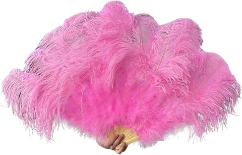 Feather Fan 90CM Ostrich Feathers Fan 13Bone Stage Show Performance Dance Props Plumages Fans Foldable with Crafts Fan Feather(Red,A Pair(2PCS)) in Saudi Arabia