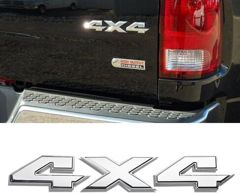 4x4 Emblem Sticker, 8.8 Inch Matt Black Badge Chrome Decal Sticker Replacement, Truck Decals Auto Accessories Compatible with Dodge Ram 1500 2500 3500, Jeep Grand Cherokee Compass Wrangler, Black in Kuwait
