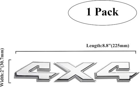 4x4 Emblem Sticker, 8.8 Inch Matt Black Badge Chrome Decal Sticker Replacement, Truck Decals Auto Accessories Compatible with Dodge Ram 1500 2500 3500, Jeep Grand Cherokee Compass Wrangler, Black in Kuwait