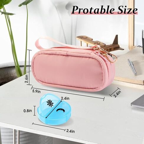 منظم حبوب منع الحمل الأسبوعي 3x في اليوم ، صندوق حبوب منع الحمل 7 أيام للمحفظة ، منظم حبوب منع الحمل اليومي ، منظم طب موزع الحبوب للفيتامينات ، زيوت السمك ، الأدوية ، المكملات الغذائية (أسود ، متوسطة) in Kuwait