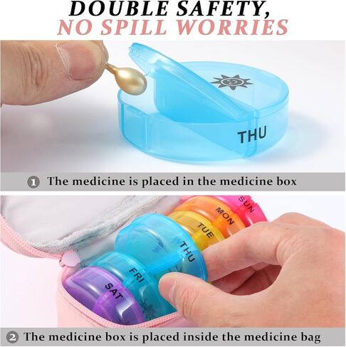 منظم حبوب منع الحمل الأسبوعي 3x في اليوم ، صندوق حبوب منع الحمل 7 أيام للمحفظة ، منظم حبوب منع الحمل اليومي ، منظم طب موزع الحبوب للفيتامينات ، زيوت السمك ، الأدوية ، المكملات الغذائية (أسود ، متوسطة) in Kuwait