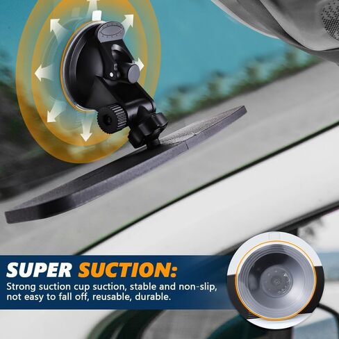 Rear View Mirror, Adjustable Interior Rearview Mirror with Suction Cup, Anti Glare HD Wide Angle Rear View Mirror, Car Panoramic Rear View to Reduce Blind Spot for Most Cars in Saudi Arabia