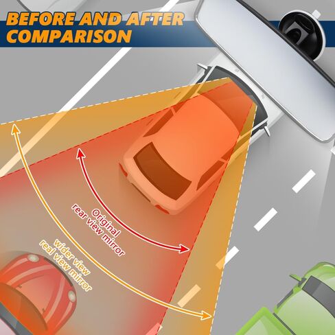 Rear View Mirror, Adjustable Interior Rearview Mirror with Suction Cup, Anti Glare HD Wide Angle Rear View Mirror, Car Panoramic Rear View to Reduce Blind Spot for Most Cars in Saudi Arabia