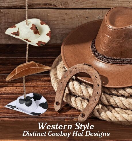 Western Car Accessories for Women, Car Charms for Rear View Mirror, Western Car Decor, Car Hanging Ornament for Women, Men, and Girls, Country Car Accessories with 3 Pcs Boho Cow Print Cowgirl Hat in Saudi Arabia